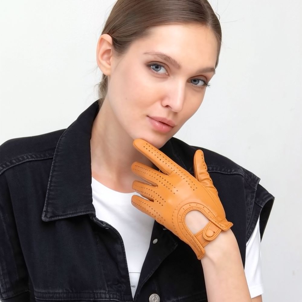 Cycling Commute Essentials - ถุงมือหนังสำหรับผู้หญิง ดีไซน์ทันสมัย หนังแกะบาง ระบายอากาศได้ดี เหมาะสำหรับขับรถ ปั่นจักรยาน