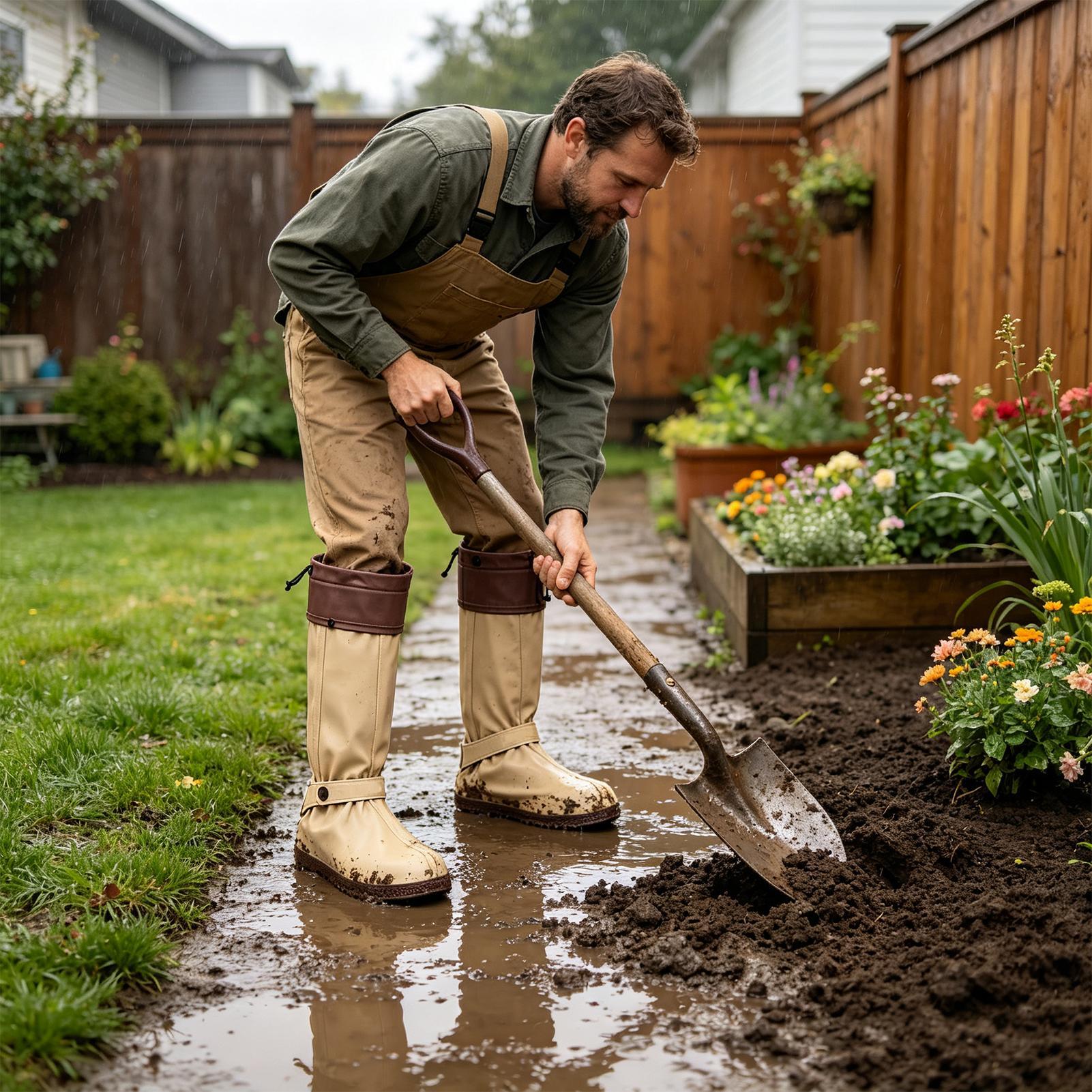 Cycling Commute In Rain - ปลอกหุ้มรองเท้ากันฝน แบบใช้ซ้ำได้ พับเก็บได้ กันน้ำ ทรงสูง ยาว